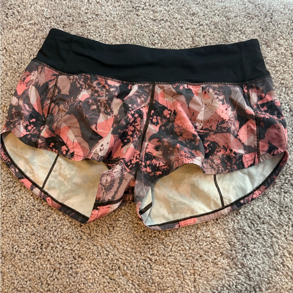 Lululemon Athletica Pink and Black Athletic Shorts Moisture-Wicking Design